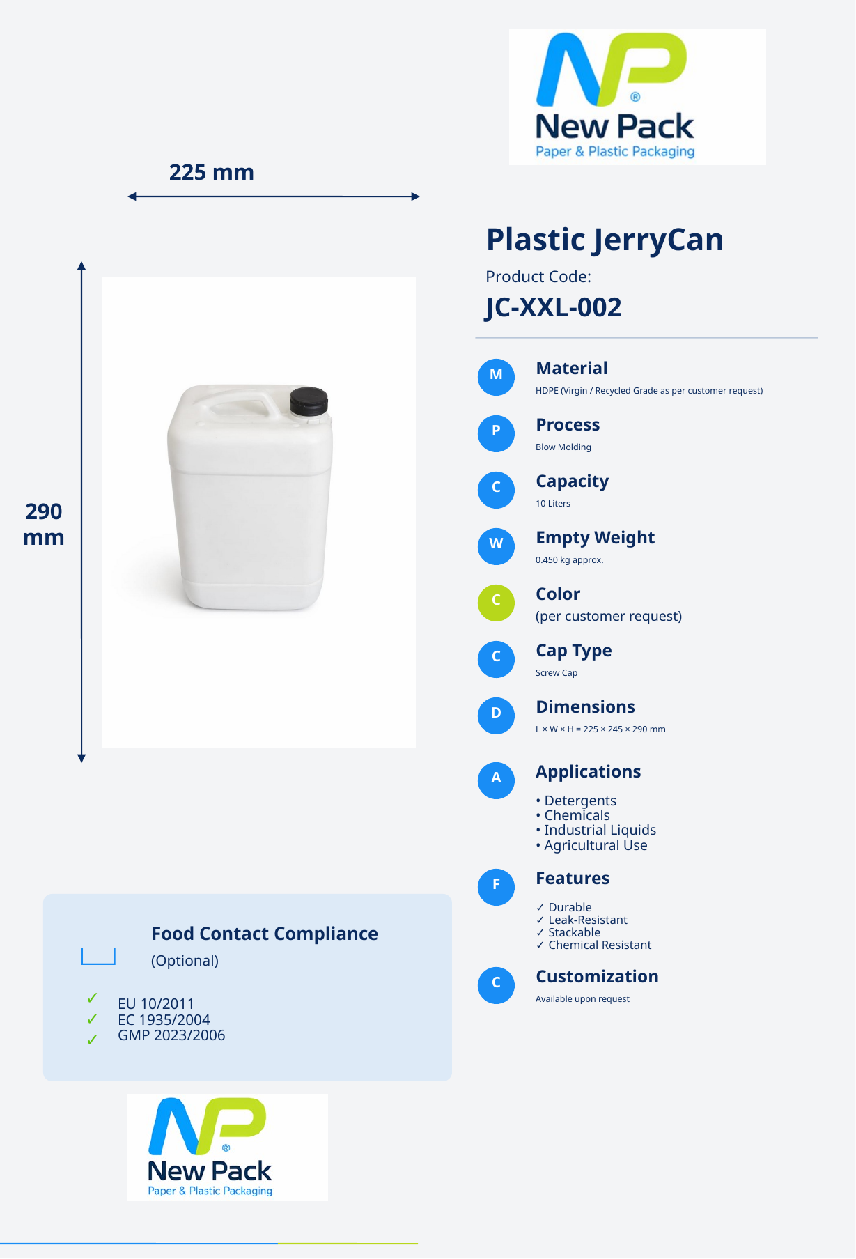 10 L Jerrycan product sheet preview