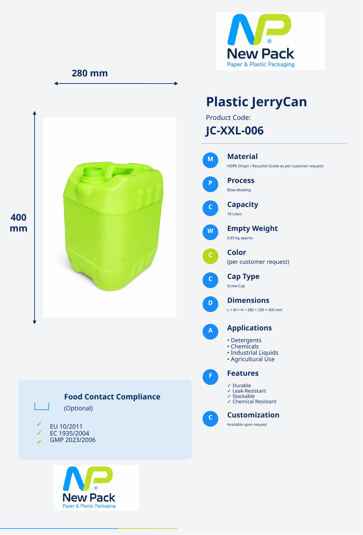 25 L Jerrycan product sheet preview