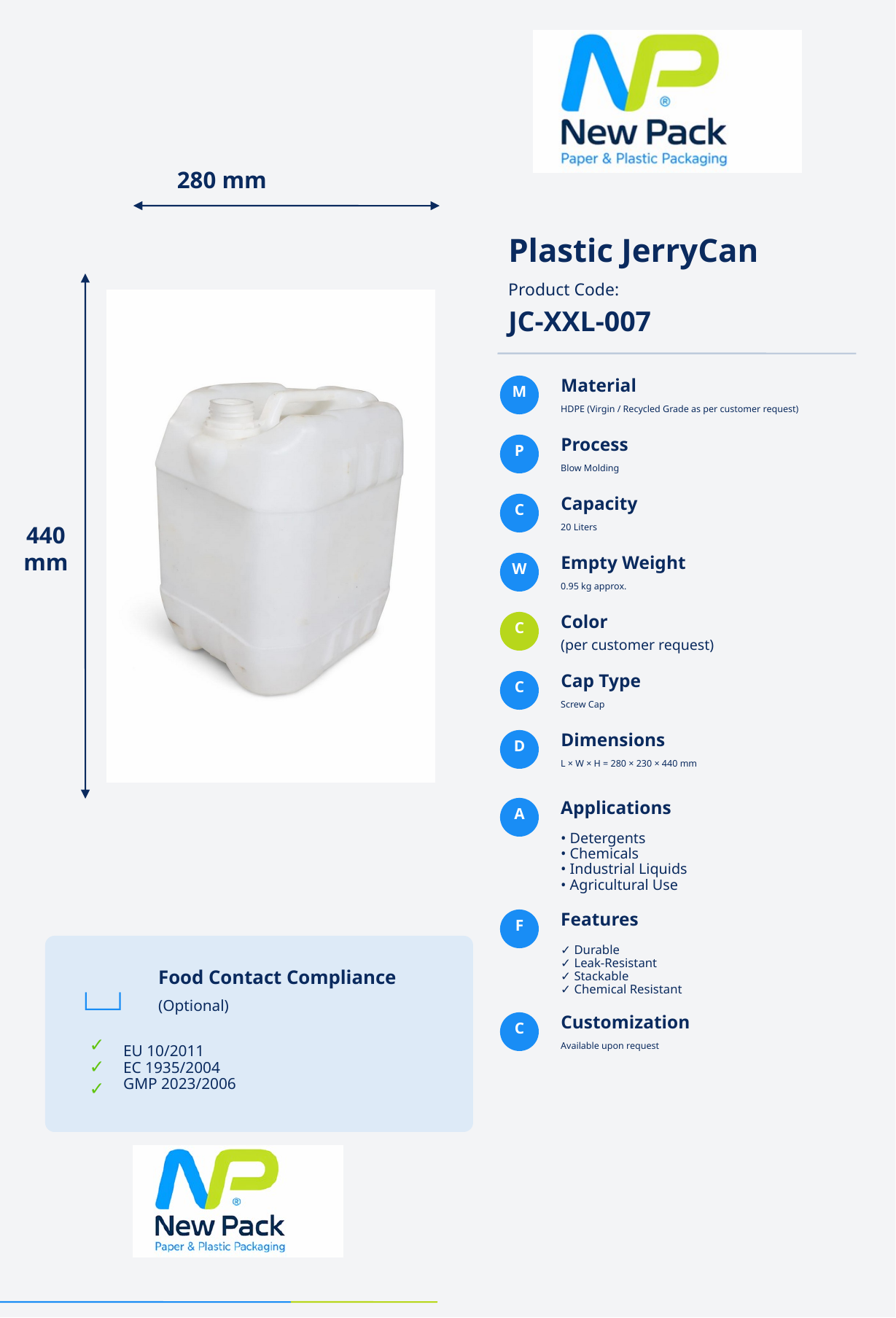 20 L Jerrycan product sheet preview