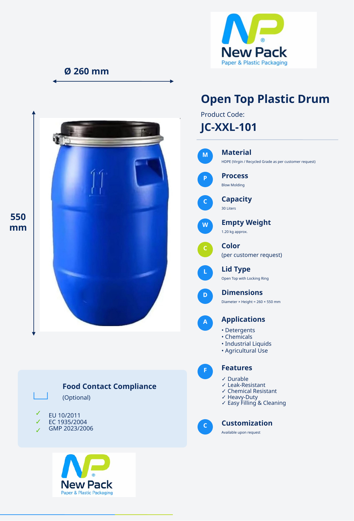 0.7 L Round Jerrycan product sheet preview