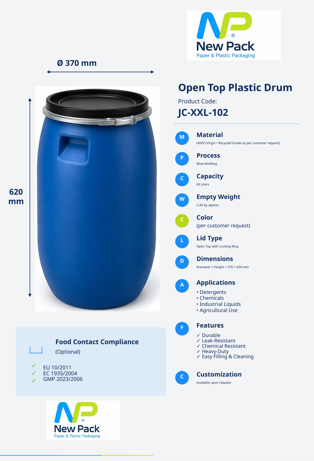 1.3 L Round Jerrycan product sheet preview