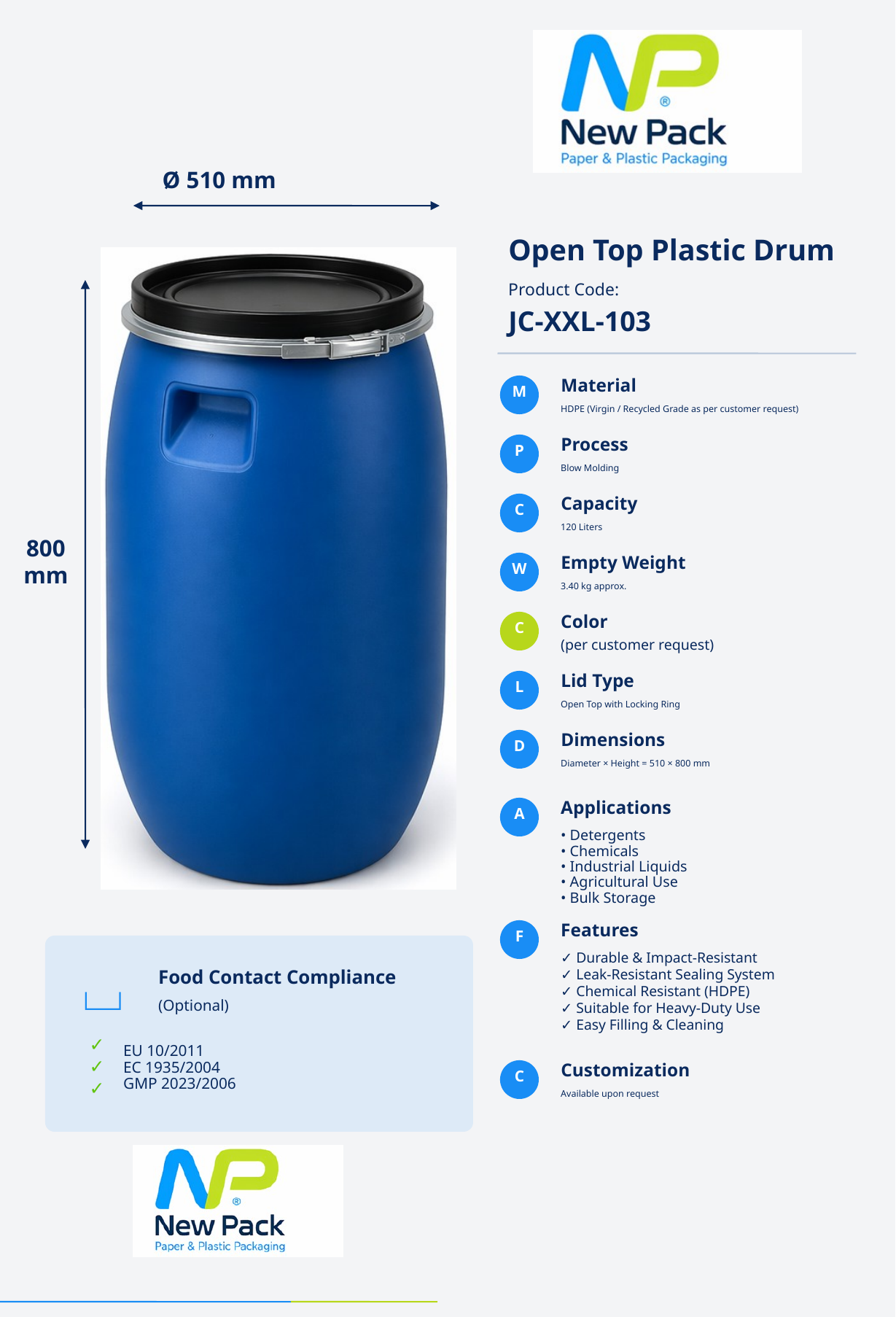 2 L Round Jerrycan product sheet preview