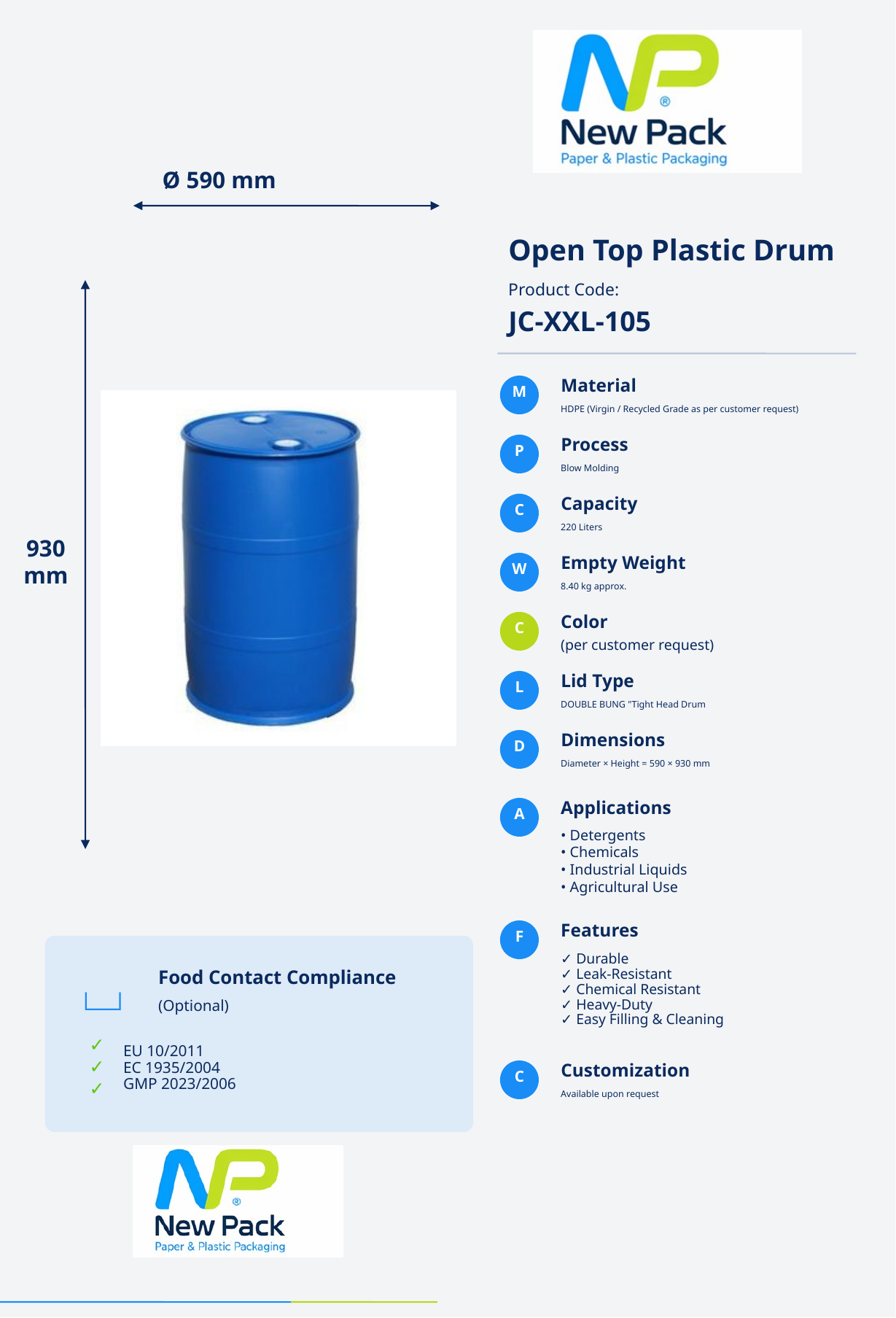 3 L Round Jerrycan product sheet preview